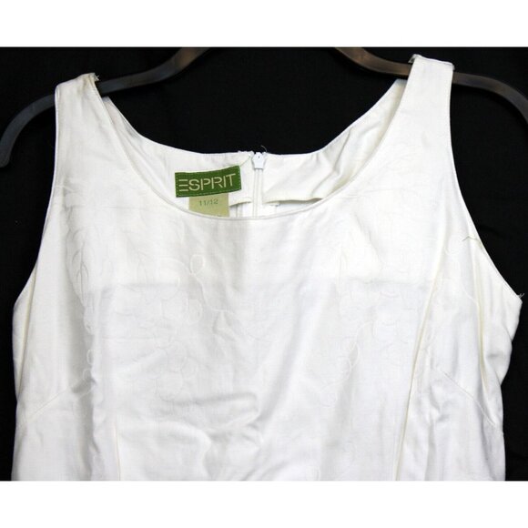 Vtg 1980s Espirit Dress Women White on White Tank Summer Wine Grapes Leaves Vine - Picture 2 of 14